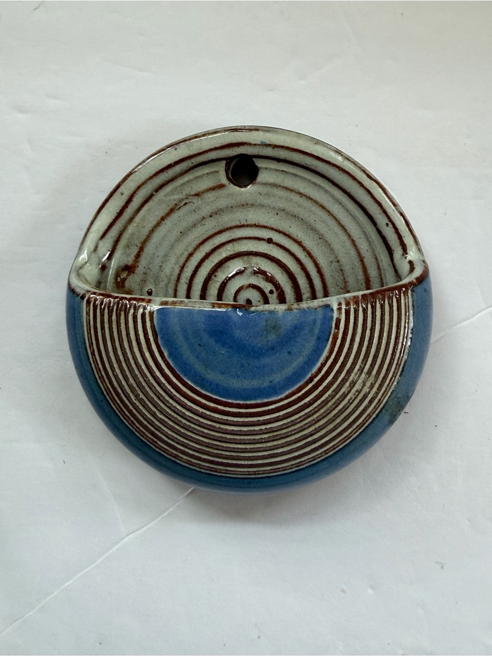 Small Circular Clay Wall Pocket handmade